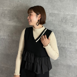 温活あったか3枚セット♡お得 大人可愛い首元＆袖フリルリブニット【フリー】紺レンガベージュ KMC-740 811786 12枚目の画像