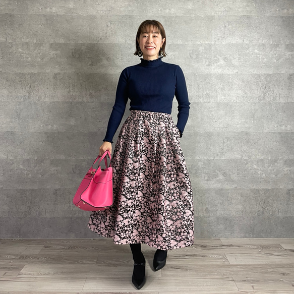 温活あったか3枚セット♡お得 大人可愛い首元＆袖フリルリブニット【フリー】紺レンガベージュ KMC-740 811786 8枚目の画像