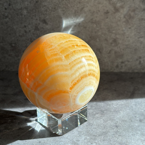 高品質✨貝化石 オレンジカルサイト バンデットオレンジカルサイト【方解石】☆スフィア その他