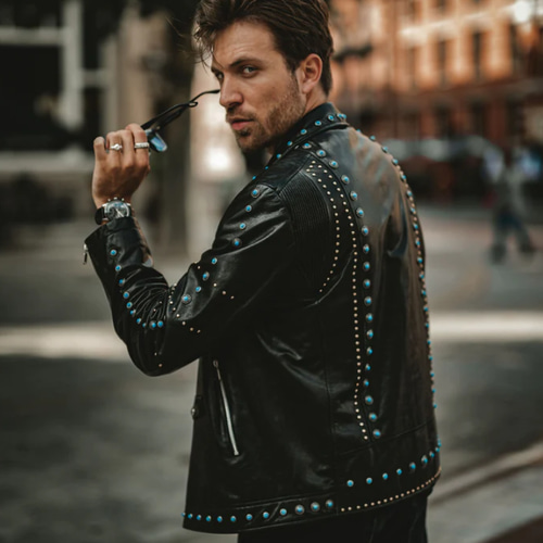 イタリア革ジャンブランド【Pala leather】 ターコイズ・山羊革