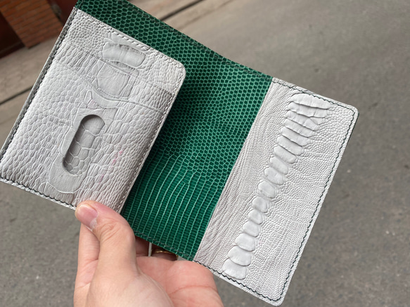 PASSPORT 財布、高級フレンチトカゲ革、丁寧な手縫い仕上げ（送料無料） 3枚目の画像