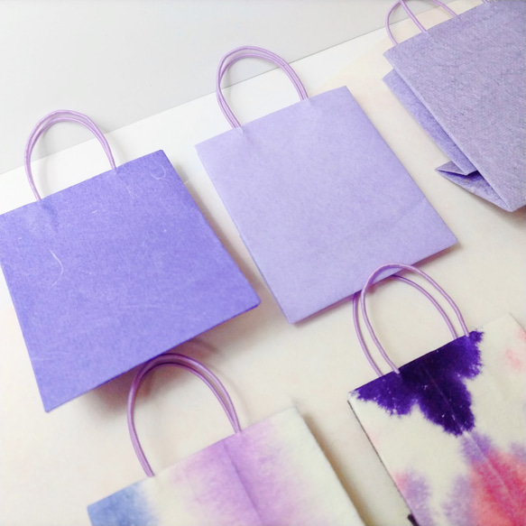 紫（パープル系）和紙のミニ紙袋 12枚セット おまけ付き 5枚目の画像