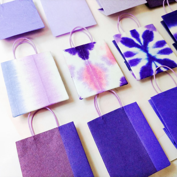 紫（パープル系）和紙のミニ紙袋 12枚セット おまけ付き 3枚目の画像