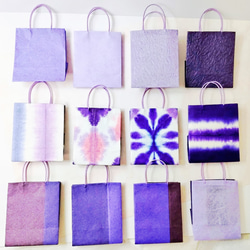 紫（パープル系）和紙のミニ紙袋 12枚セット おまけ付き 2枚目の画像