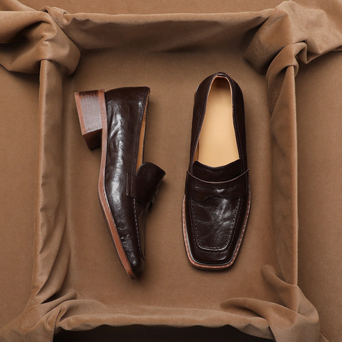 ローファー ヒール レディース パンプス チャンキー ワイド スクエア