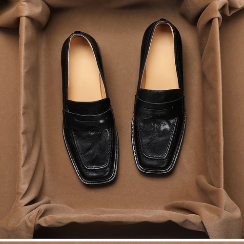 ローファー ヒール レディース パンプス チャンキー ワイド スクエア