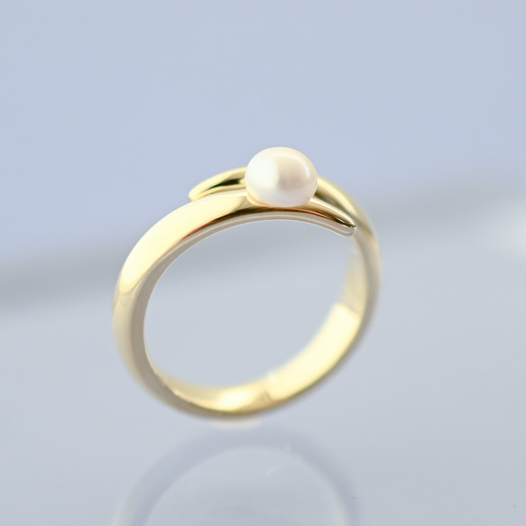 オーダー専用【送料無料】フリーサイズ 1粒パールリングpearl sharpline free ring 2枚目の画像