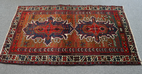 140x84cm トライバルラグ ヴィンテージラグ 手織り ペルシャ絨毯 5枚目の画像
