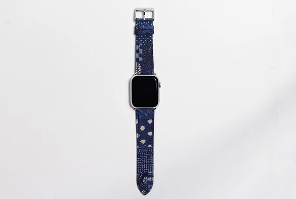 アップルウォッチバンド Apple Watch バンド オリジナルデザイン 手縫い製作 青 高級天然素材 本革 9枚目の画像