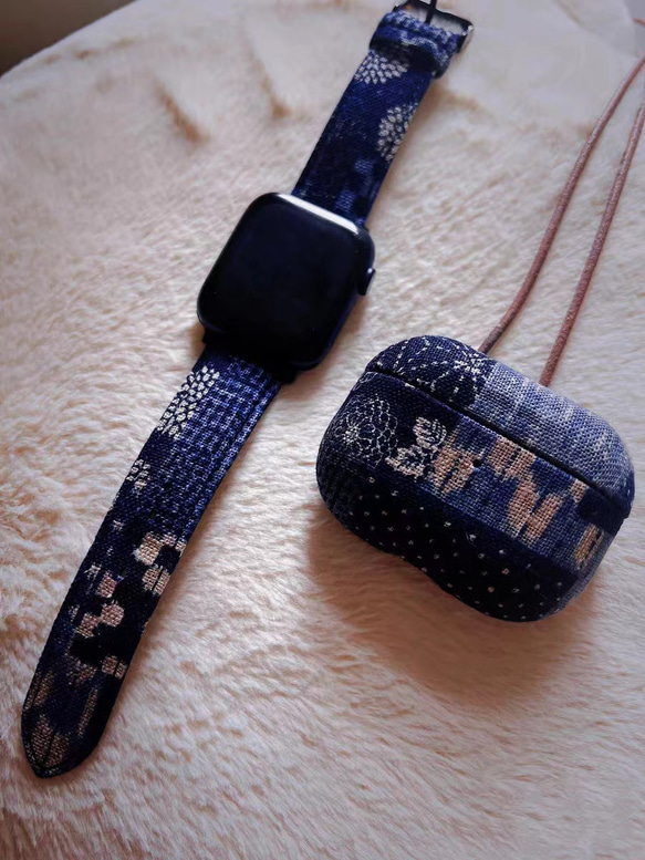 アップルウォッチバンド Apple Watch バンド オリジナルデザイン 手縫い製作 青 高級天然素材 本革 8枚目の画像