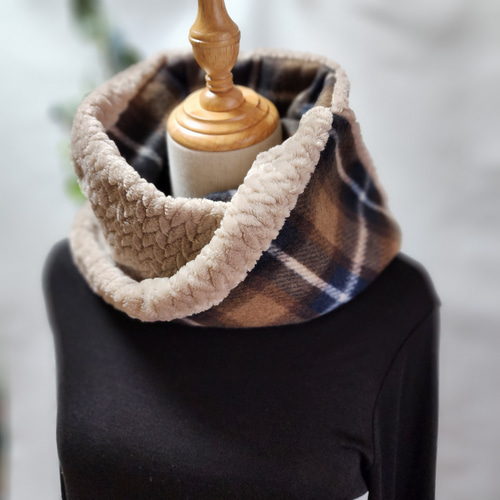 ♡ふわふわで暖かい♡チェック柄×ボア素材のスヌード スヌード