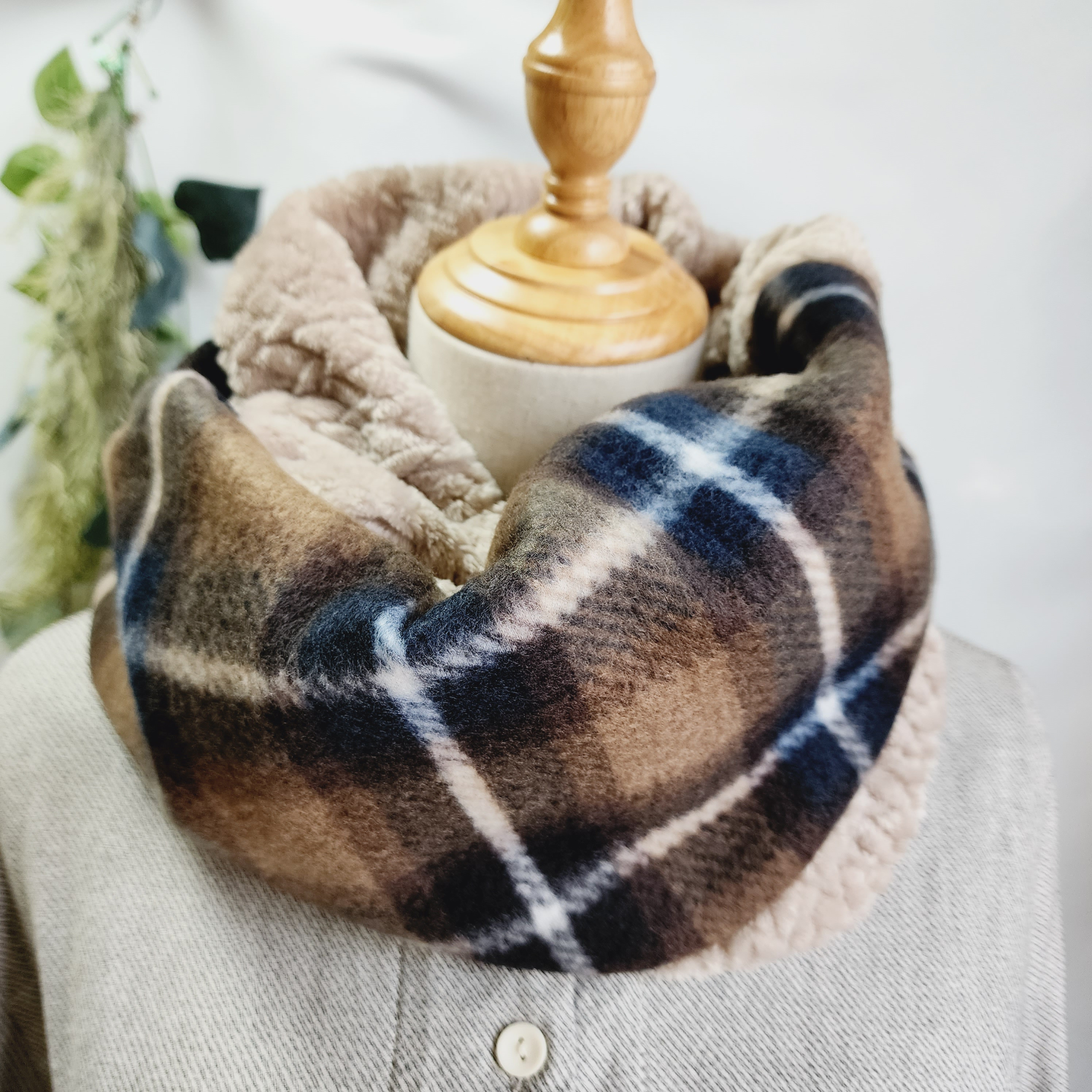 ♡ふわふわで暖かい♡チェック柄×ボア素材のスヌード スヌード