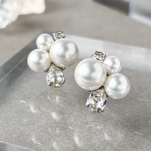 #975 再販 シルバー ホワイト チェーン ハンドメイド ピアス イヤリング 975 再販 シルバー ホワイト チェーン ピアス イヤリング ハンドメイド