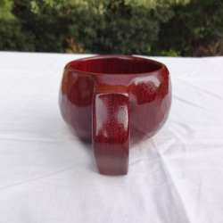赤レンガ色の一木彫りコーヒーカップ 14枚目の画像