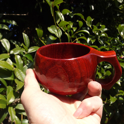 赤レンガ色の一木彫りコーヒーカップ 7枚目の画像