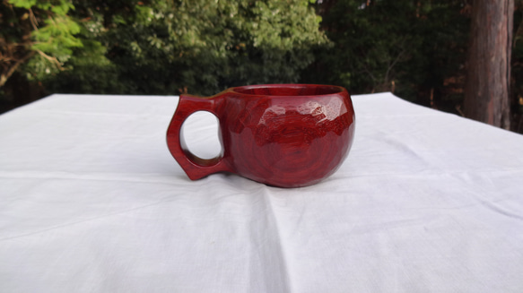 赤レンガ色の一木彫りコーヒーカップ 12枚目の画像