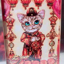 中華猫イラストカード(フレーム入) 2枚目の画像