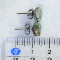 （獨一無二的商品/折扣店）方形天河石銅耳環（8毫米/鈦柱） 第5張的照片