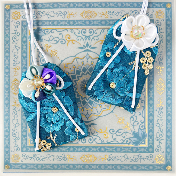 （クラシックブルー）元巫女が作る花のお守り袋 10枚目の画像