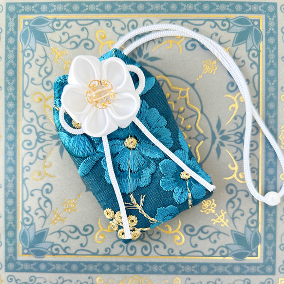 （クラシックブルー）元巫女が作る花のお守り袋 4枚目の画像