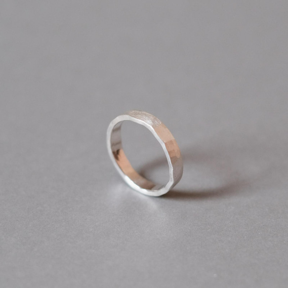芋槌で打った銀の指輪 / 3mm / 指輪 シンプル 槌目 シルバー silver925 ピンキーリング ペアリング ギ 3枚目の画像