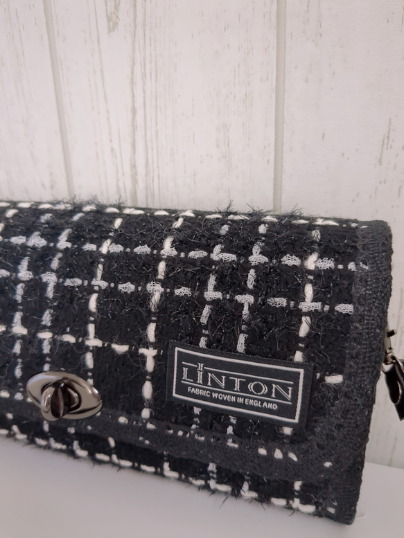冬の最新作♡LINTON社製ツイード長財布(ブラックチェック) 2枚目の画像
