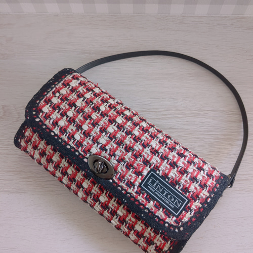 最新作♡LINTON社製ツイードお財布バッグ(ブラックチェック) 最新作