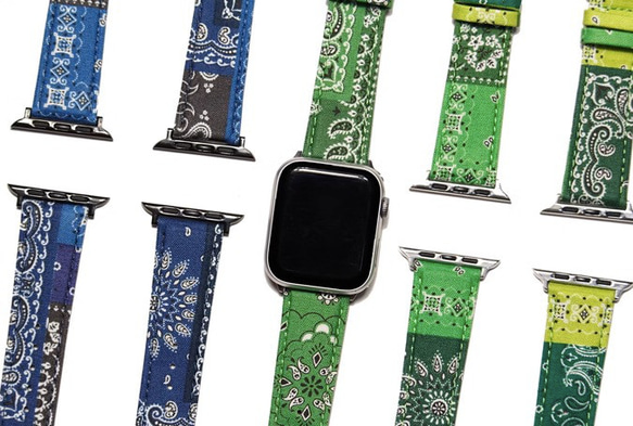 アップルウォッチバンド Apple Watch バンド オリジナルデザイン 手縫い製作 青 高級天然素材 本革 1枚目の画像