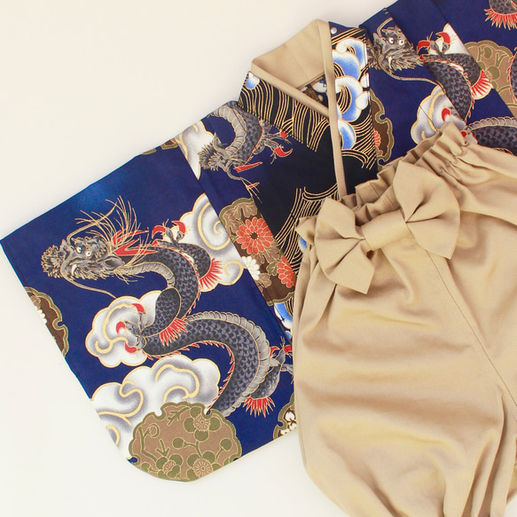 龍が昇る和柄ベビー袴｜お食い初め・初節句・記念撮影に セミ