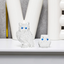 ★フクロウ 梟 水晶 天然石 オブジェ 置物 鉱物 2kg 古い ふくろう（フクロウ）大小2個セット天然石 手彫り彫刻 縁起物 天然石