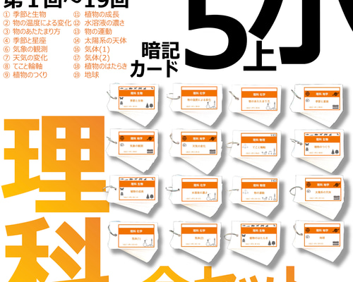 みーまま様 リクエスト 3点 まとめ商品 中学受験　暗記カード 中学受験 暗記カード【5年上 理科 全セット 1-19回】 組分け