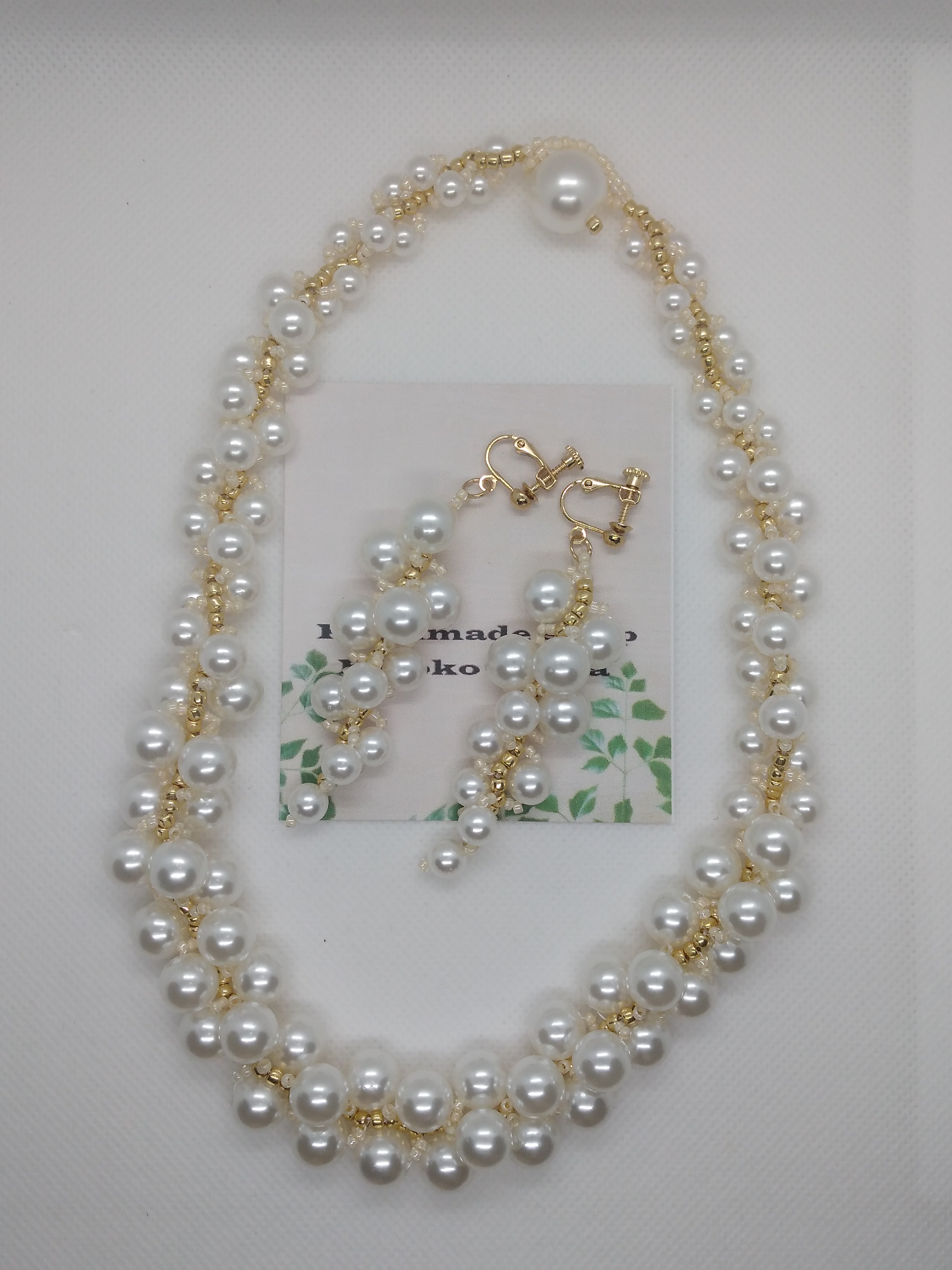 ♢ゴージャス♢スパイラルパールネックレス　イヤリングセット 4,316円