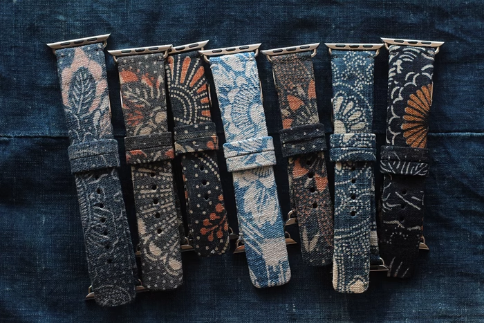 受注制作 アップルウォッチバンド Apple Watch バンド オリジナルデザイン 手縫古代の染め方 贅沢古い綿 本革