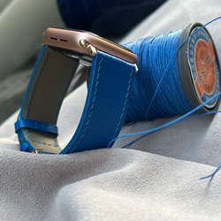 Apple Watch レザーストラップは、ブルーカラーの高品質フレンチエプソム牛革を使用（送料無料） 4枚目の画像