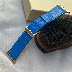 Apple Watch レザーストラップは、ブルーカラーの高品質フレンチエプソム牛革を使用（送料無料） 7枚目の画像