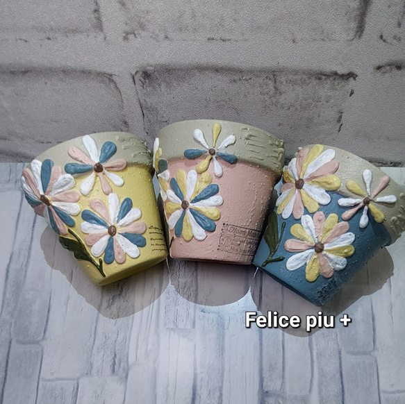 リメイク鉢 リメ鉢 2.5号鉢3点セット A-24 多肉植物 Felice piu