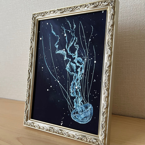 クラゲ 海月 海 深海 幻想的 原画 アート 絵画 画家 インテリア クレパス Amazon.co.jp: クラゲ 海月 海 深海 幻想的 原画 アート 絵画