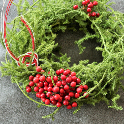 ラッピング無料❍ヒカゲノカズラとサンキライのお正月リース しめ縄