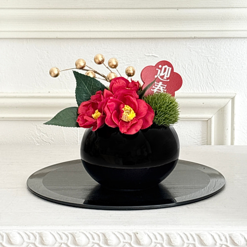 まだ間に合う！【3日で発送！】お正月ハンドメイド2026【迎春】椿