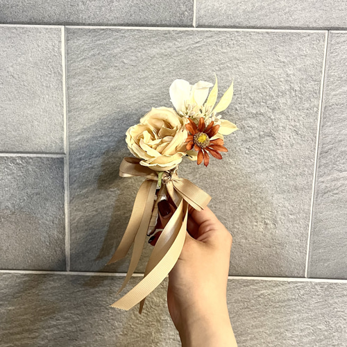 オーダーメイド】クラッチブーケ 結婚式 前撮り ブートニア付き 秋冬婚  