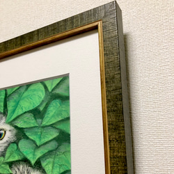 【猫の親子】　動物画　猫の絵　額装　壁掛け　原画 4枚目の画像