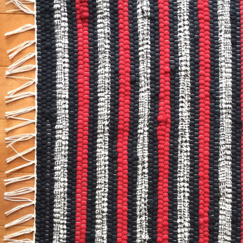 裂き織り」 ラグマット 【ネイビー✽レッド】 カーペット・絨毯・ラグ