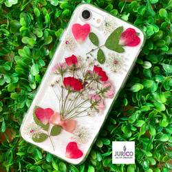 赤とピンクの薔薇とかすみ草の花束スマホケース　iphone/GALAXY/AQUOS/xperia/pixel 7枚目の画像