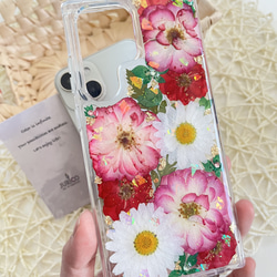 ピンクと赤い薔薇の押し花のスマホケース　全機種対応　iphone/GALAXY/AQUOS/xperia/pixel 7枚目の画像