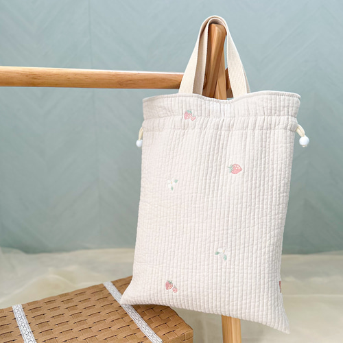 お名前刺繍//ヌビ♡女の子のためのレッスンバッグ/くすみカラー