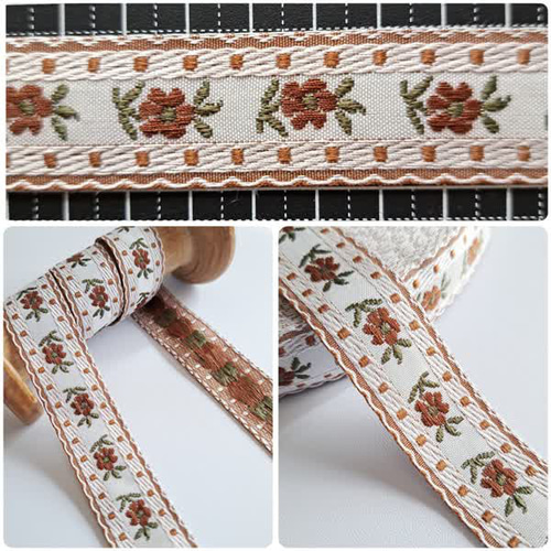 0113 チロリアンテープ 刺繍リボン レトロ 花柄 リボン・テープ チロ