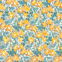 【50cm單位】卡其色黃橙花印度手工版畫布料棉質 第4張的照片