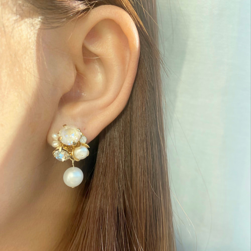 パールボタンＢ♡ハンドメイド ピアス イヤリング 結婚式 シンプル 卒業 入学 915c30d6f156725f106cff80d53953