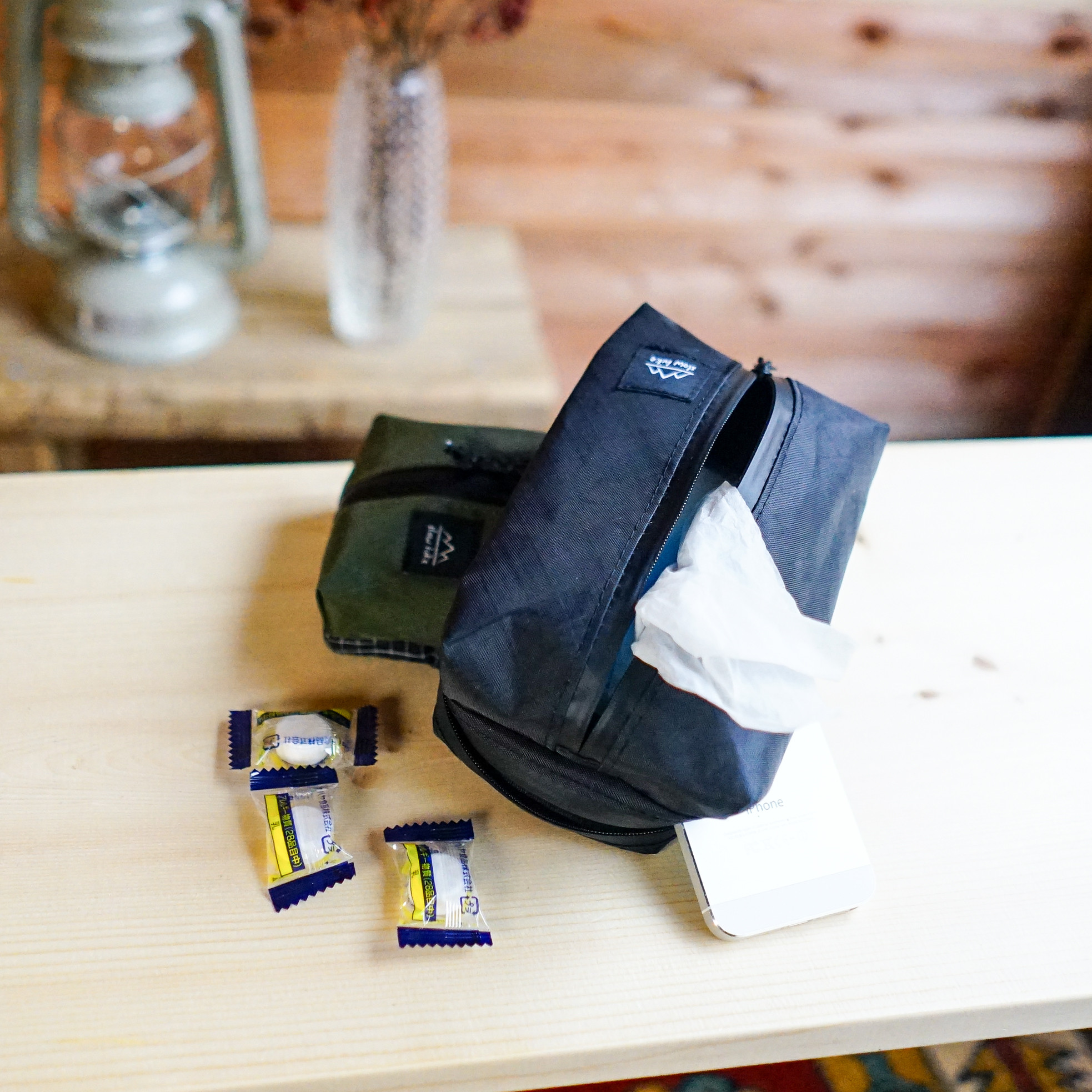 ブラック・モバイルポケティケース・M /登山・キャンプ・アウトドア・ポケットティッシュカバー・スマホポーチ