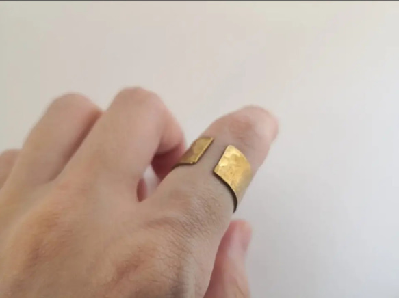 真鍮　太　リング　2way 槌目　ユニセックス　指輪　ギフト　 4枚目の画像